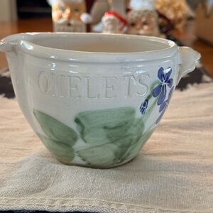Handcrafted Ceramic Omelet Bowl with Floral Design